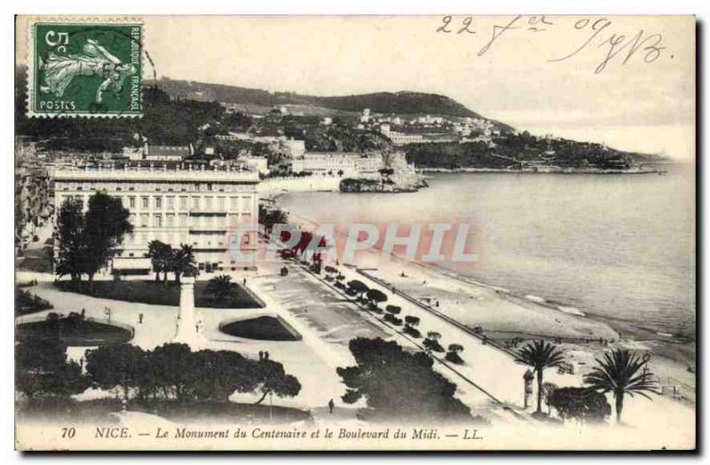 Postcard Old Nice Monument Centennial and the Boulevard du Midi