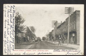 FOREST OHIO DOWNTOWN POLK STREET SCENE STORES VINTAGE POSTCARD