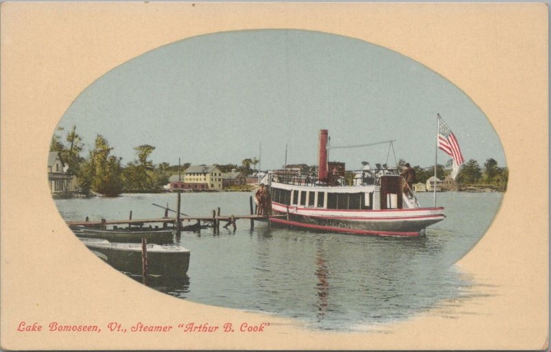 Postcard Lake Bomoseen VT Ship Steamer Arthur B Cook