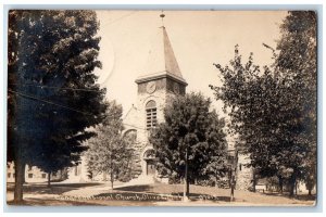 Congregational Church Childs Tower Clock Oliver Michigan MI RPPC Photo Postcard