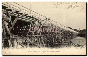 Old Postcard Army Avignon Bridge with wooden legs