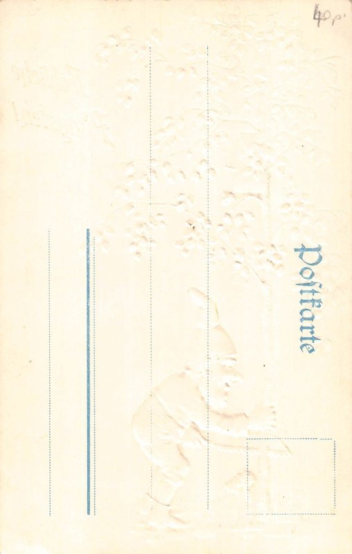 Pentecost Humanized Dwarf Cutting Tree Bird Nest Mushroom embossed postcard C318