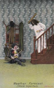 Bamforth Series No 1104 Drunk Man Weather Forecast Storm Expected 1910