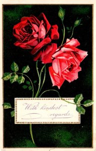 Kindest Regards With Roses 1908