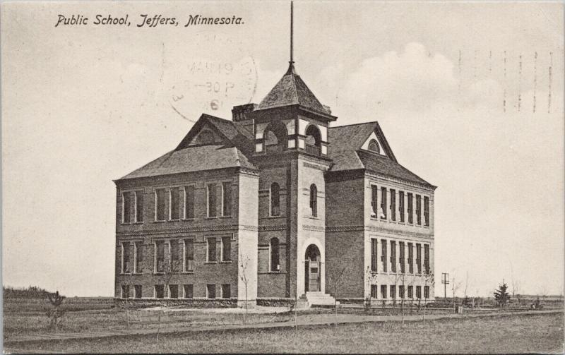 Public School Jeffers MN Minnesota for AA Faust c1910 Postcard F8