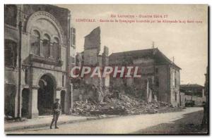 Old Postcard Luneville Judaica Jewish synagogue Entree burned by the German Army