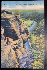Vintage Postcard 1930-1945 Pine Creek Gorge, Chimney Rock, Ansonia, Pennsylvania