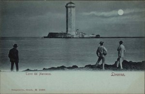 Livorno Italy Lighthouse Torre del Marzocco c1900 Postcard
