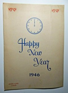 Vintage 1946 Brown Hotel New Years Eve Restaurant Menu Louisville Kentucky