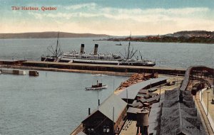 Canada Quebec The Harbour Steamboat vintage postcard