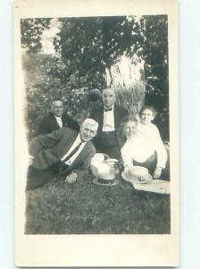 Old rppc GROUP OF PEOPLE Great Postcard AB1456