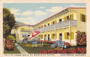 El Morocco Hotel Lounging Spot Palm Springs California 1945 linen postcard