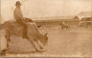 Steer Riding Cheyenne Frontier Days 1929 Real Photo Postcard PC176
