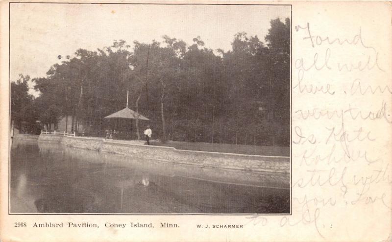 CONEY ISLAND MINNESOTA EMILE AMBLARD PAVILION~W J SCHARMER PUBL POSTCARD 1909