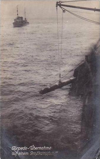 German Warship Torpedo Being Loaded Real Photo