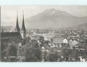 old rppc AERIAL VIEW OF TOWN Lucerne - Luzern Switzerland HM2163