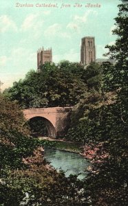 Vintage Postcard Durham Cathedral From The Banks Church of Christ England