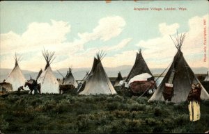 Lander WY Wyoming Arapahoe Village Tepees #2 c1900-20s Vintage Postcard