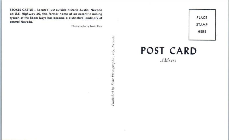 AUSTIN, NV Nevada    STOKES  CASTLE   (1897)    c1970s  Roadside  Postcard