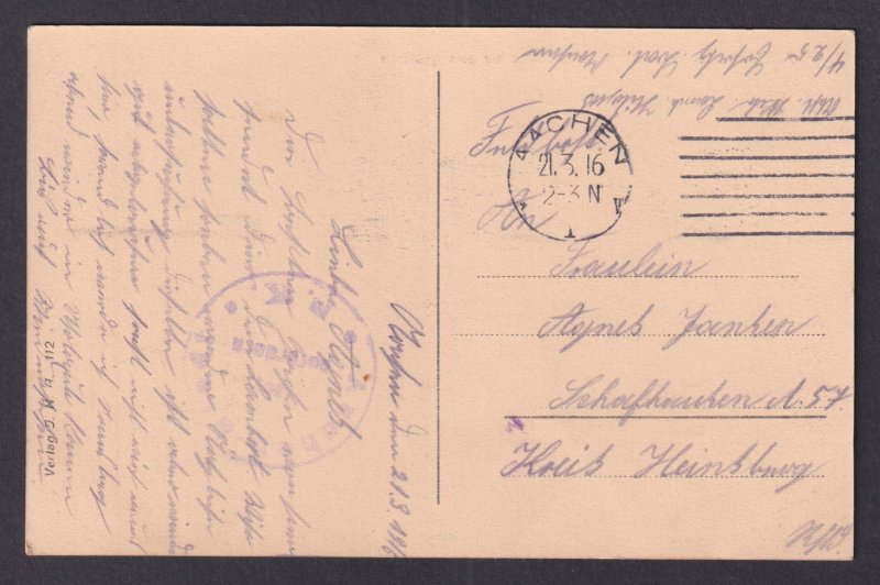 Aachen Germany City Panorama from Marschiertor 1916 WWI Feldpost Postcard