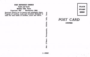 WICHITA FALLS, TX  Texas     FIRST METHODIST CHURCH  Interior View    Postcard