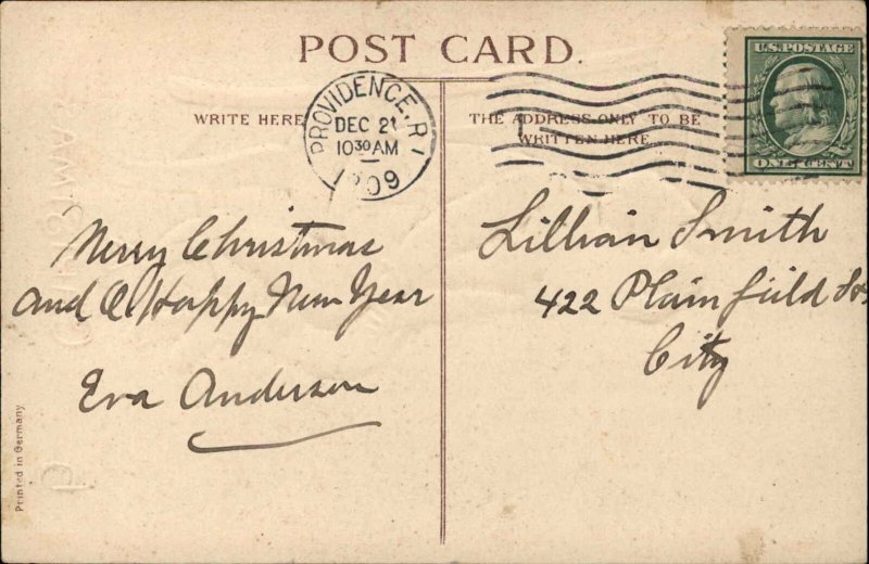 Christmas - Boy Sitting in Chair c1910 Clapsaddle Postcard