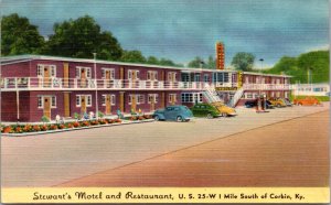 Linen Postcard Stewart's Motel and Restaurant US 25 in Corbin, Kentucky