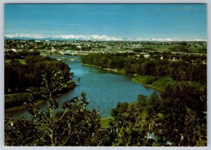 Bow River, Skyline, Calgary Alberta, Canada, Chrome Postcard, NOS