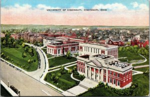 Vtg 1940s University of Cincinnati Campus Ohio OH Linen Postcard