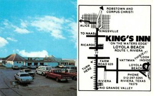 RIVIERA, Texas TX  KING'S INN MOTEL~Randy Ware  ROADSIDE  Map On Front  Postcard