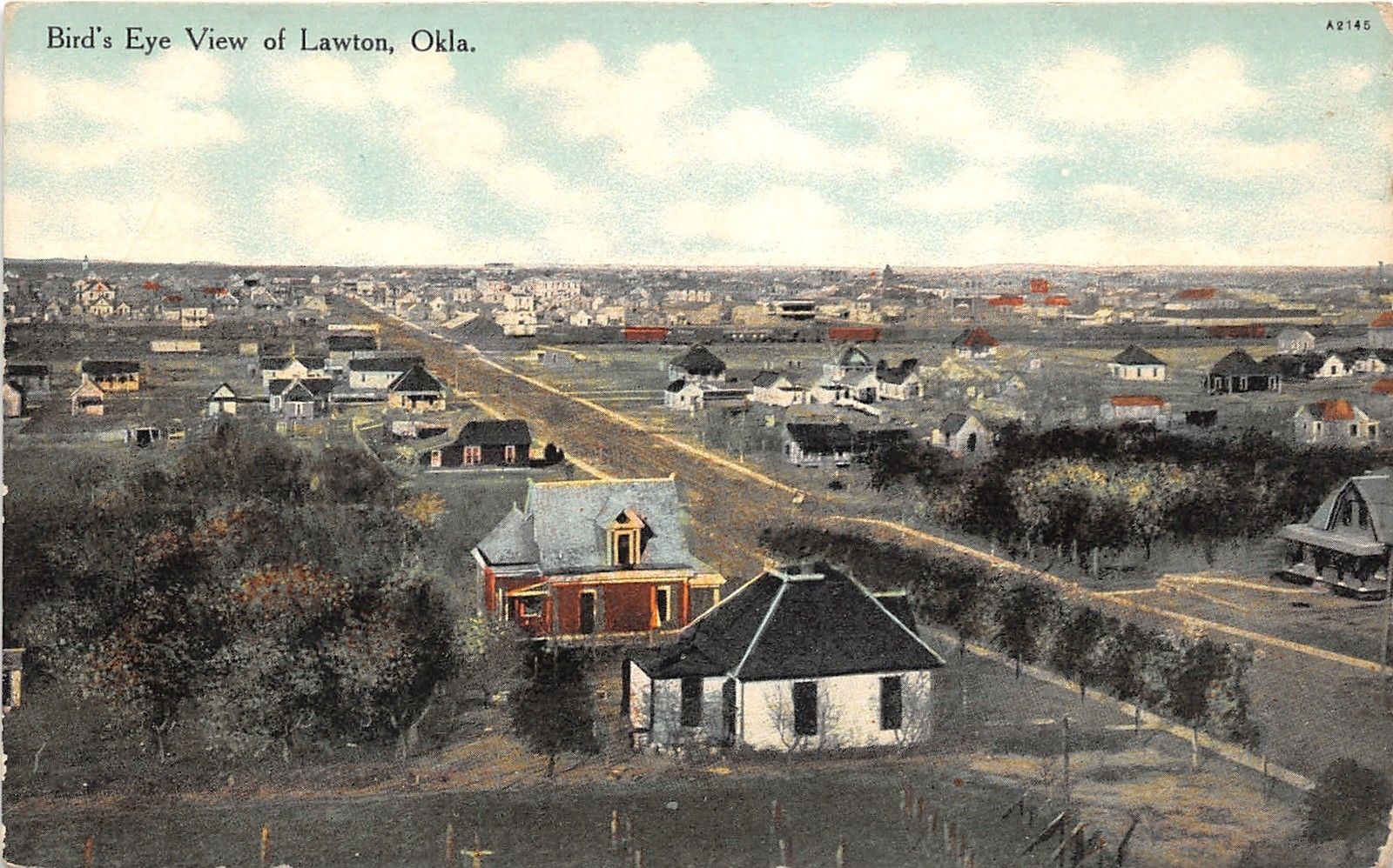 Lawton Oklahoma Bird's Eye View~Street-Houses-Town ...