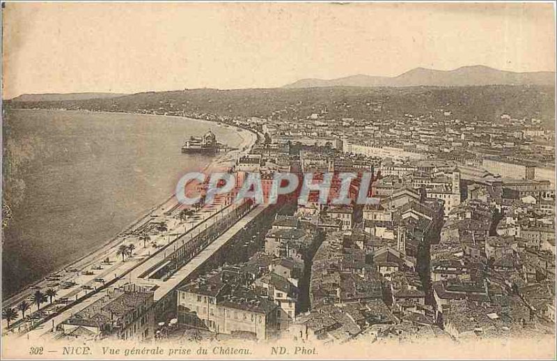 Old Postcard Nice general view of Chateau decision