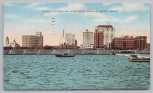 Corpus Christi Texas~Seawall Steps And Yacht Basin~Vintage Postcard