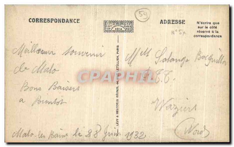 Old Postcard Malo baths La Plage