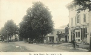 Postcard RPPC New York Davenport Main Street #12 C-1920s 23-6968