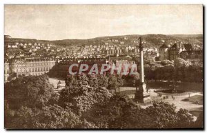 Old Postcard Stuttgart Schlossplatz mit Blick zur Villa Reitzenstein