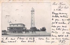 PORT SAID EGYPT PORT HOUSE LIGHT HOUSE POSTCARD 1902