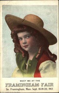 South Framingham MA Little Girl Fair Promo Adv 1913 SCARCE Postcard