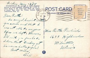 Vtg 1938 Gymnasium and High School Building Evanston Wyoming WY Postcard