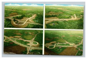 Vintage 1957 Postcard Aerial View Ohio Turnpike Interchanges