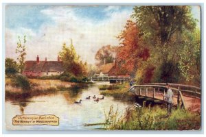 1907 Picturesque Berkshire The Kennet at Woolhampton Oilette Tuck Art Postcard