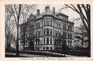 WILLIAMSTOWN MASSACHUSETTS WILLIAMS COLLEGE HOPKINS HALL A M SIMON POSTCARD 1920