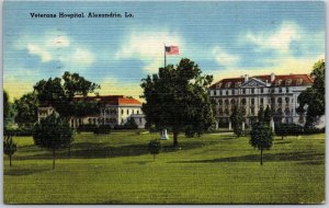 1950's Veterans Hospital Alexandria Louisiana Grounds Flagpole Posted Postcard