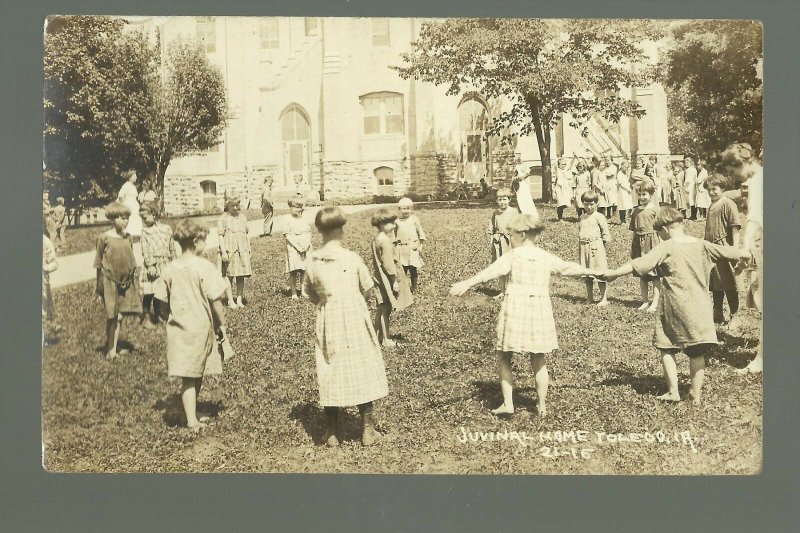 Toledo IOWA RP c1920s JUVENILE HOME Playing Girls ORPHANAGE Orphans Home 