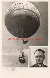 Netherlands, Haagsche, RPPC, Hot Air Balloon Nightcap, Jospe Photo