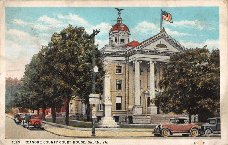 Salem Virginia Roanoke Court House Street View Antique Postcard K42440