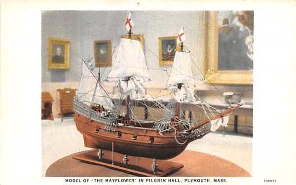 Model of The Mayflower in Plymouth, MA in Pilgrim Hall.