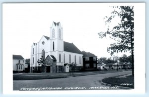 RPPC AMBOY, Illinois IL ~ CONGREGATIONAL CHURCH Lee County c1950s Postcard