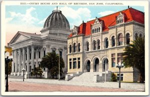 Courthouse & Hall Of Records San Jose California CA Historic Building Postcard