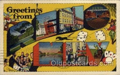 Reno, Nevada Large Letter Town 1945 light corner wear, light postal marking o...